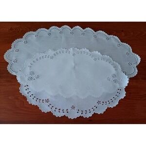 Vtg Madeira Linen Tray Doily Lot White Embroidered Flower Eyelets Doilies